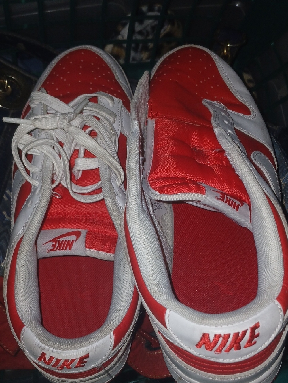 Nike Kids Red and White Low-Top Sneakers with Lace Tie